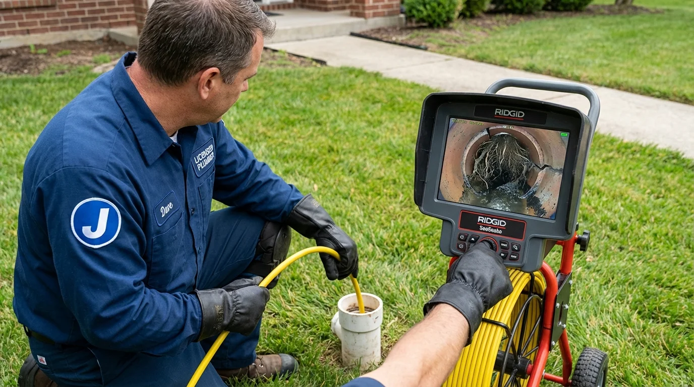 Sewer camera inspection being performed by Johns Plumbing LLC in Mount Morris