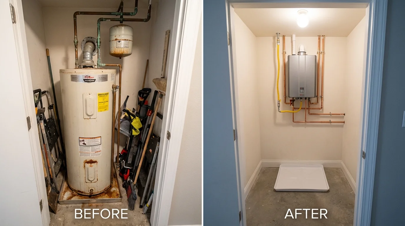 Tank water heater versus wall-mounted tankless unit comparison for Mount Morris, NY homeowners
